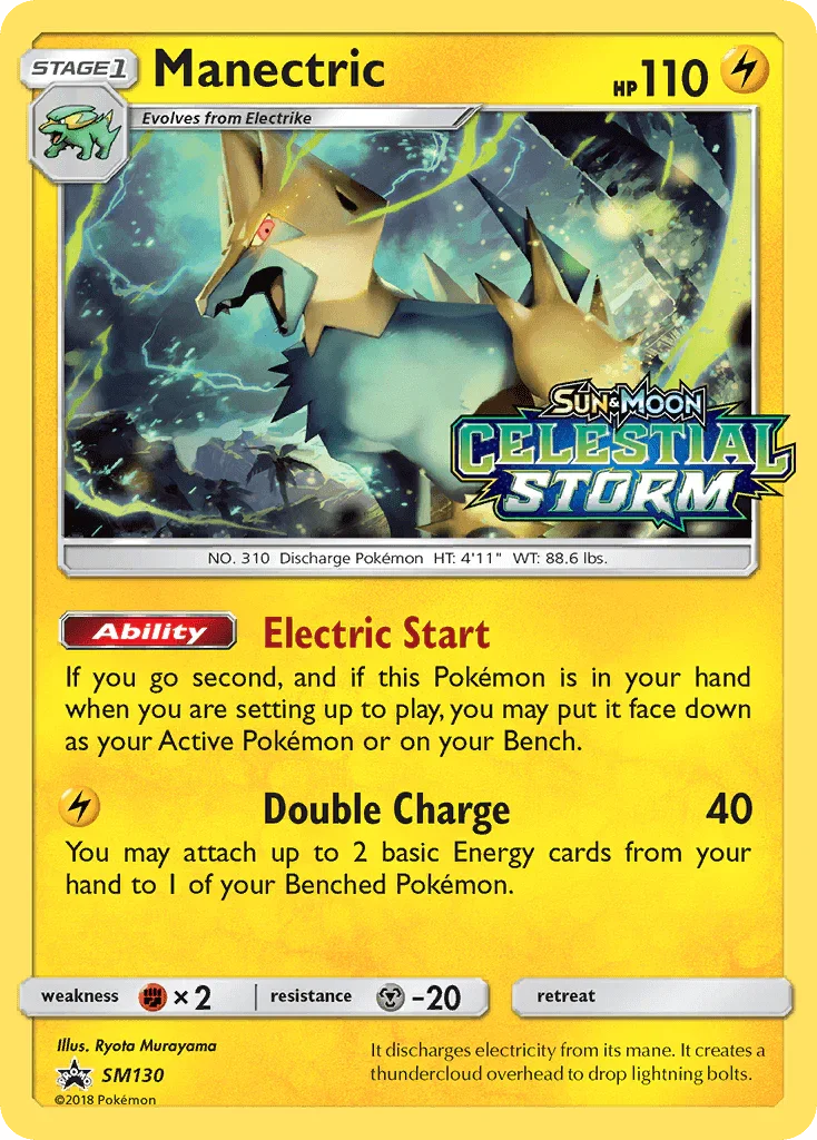 Black Star Promo, Fighting[×2], Holofoil, Lightning, Metal[-20], SM130, Sun & Moon: Black Star Promos Manectric (SM130) [Sun & Moon: Black Star Promos] - Trading Card World