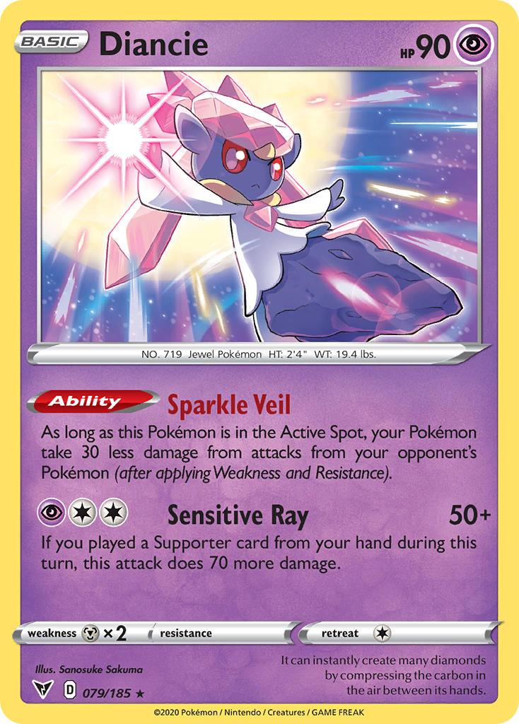 079, Holo Rare, Holofoil, Metal[×2], Psychic, Reverse Holofoil, Sword & Shield: Vivid Voltage Diancie (079/185) [Sword & Shield: Vivid Voltage] - Trading Card World