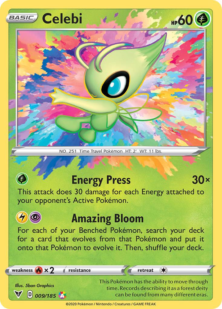 009, Fire[×2], Grass, Holofoil, Sword & Shield: Vivid Voltage, Ultra Rare Celebi (009/185) [Sword & Shield: Vivid Voltage] - Trading Card World