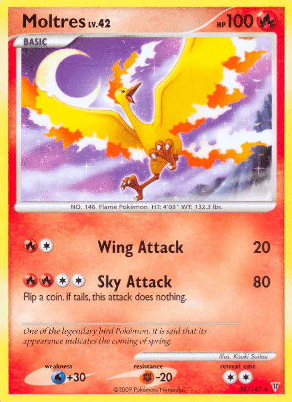 36, Fighting[-20], Fire, Normal, Platinum: Supreme Victors, Rare, Reverse Holofoil, Water[+30] Moltres (36/147) [Platinum: Supreme Victors] - Trading Card World