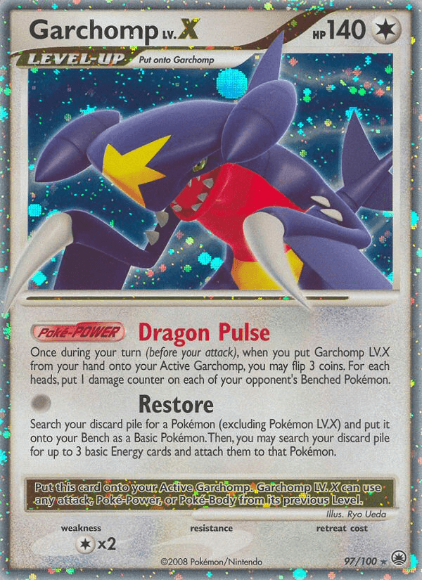 97, Colorless, Colorless[×2], Diamond & Pearl: Majestic Dawn, Holo Rare, Holofoil, Normal Garchomp LV.X (97/100) [Diamond & Pearl: Majestic Dawn] - Trading Card World