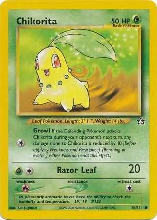 54, Common, Fire[×2], Grass, Neo Genesis Unlimited, Normal Chikorita (54/111) [Neo Genesis Unlimited] - Trading Card World