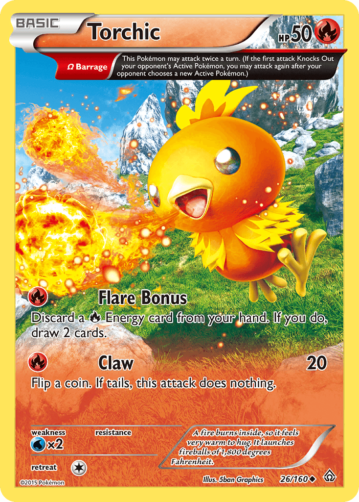 26, Fire, Normal, Reverse Holofoil, Uncommon, Water[×2], XY: Primal Clash Torchic (26/160) [XY: Primal Clash] - Trading Card World