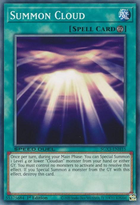 1st Edition, Common, Continuous Spell, Speed Duel GX: Duelists of Shadows, Spell Summon Cloud [SGX3-ENH15] Common - Trading Card World