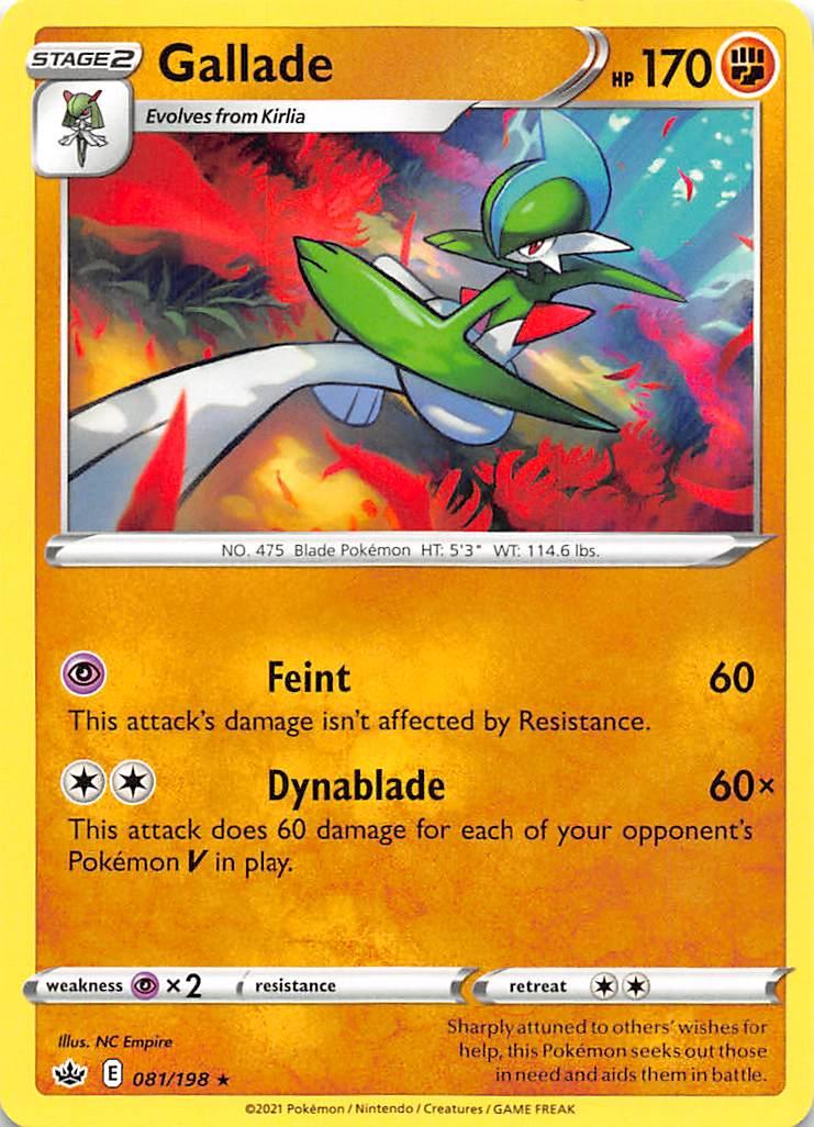 081, Fighting, Normal, Psychic [x2], Rare, Reverse Holofoil, Sword & Shield: Chilling Reign Gallade (081/198) [Sword & Shield: Chilling Reign] - Trading Card World