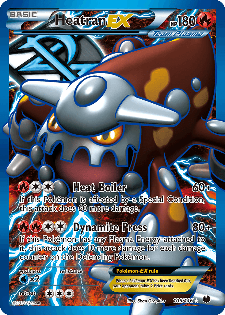 109, Black & White: Plasma Freeze, Fire, Holofoil, Ultra Rare, Water[×2] Heatran EX (109/116) [Black & White: Plasma Freeze] - Trading Card World