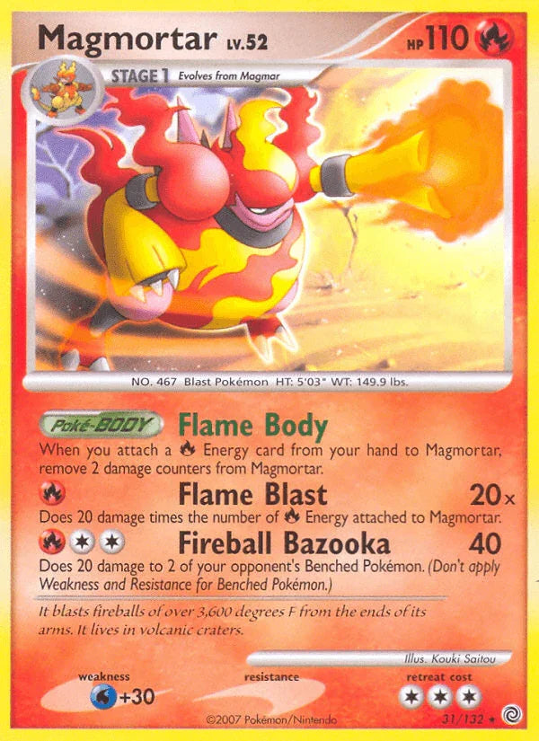 31, Diamond & Pearl: Secret Wonders, Fire, Normal, Rare, Reverse Holofoil, Water[+30] Magmortar (31/132) [Diamond & Pearl: Secret Wonders] - Trading Card World
