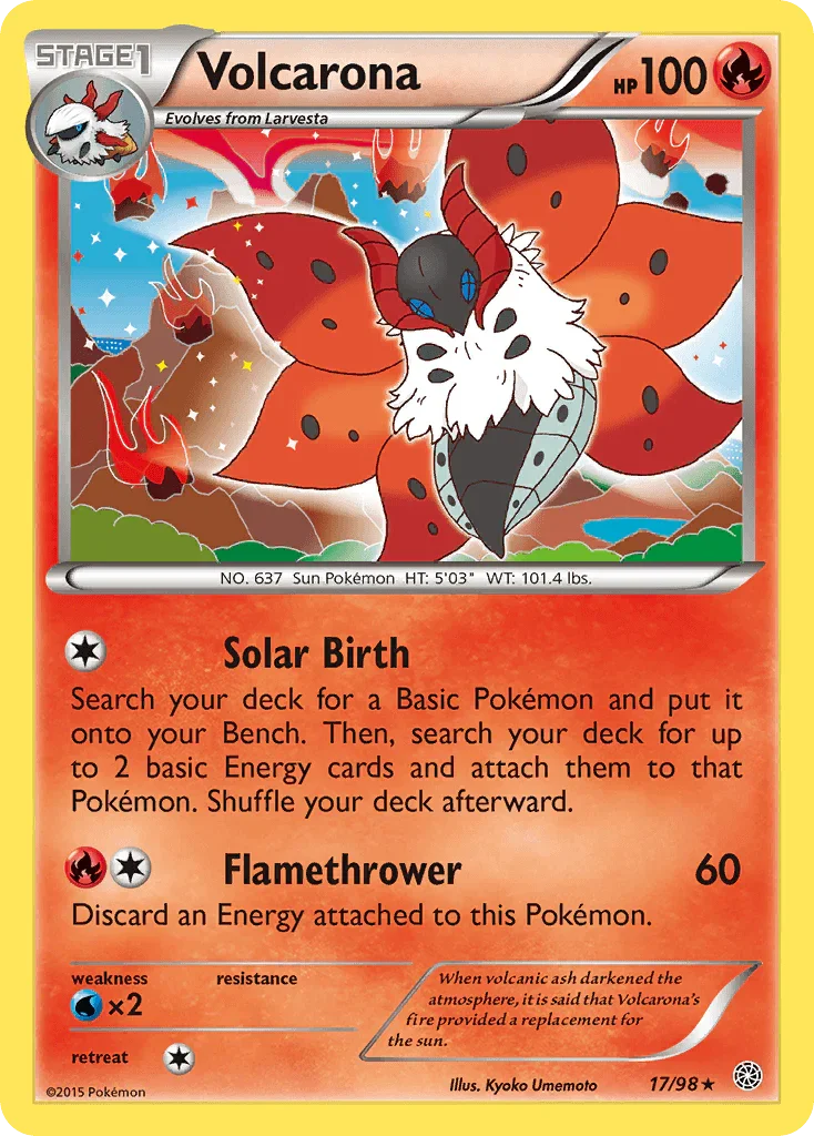 17, Fire, Holo Rare, Holofoil, Reverse Holofoil, Water[×2], XY: Ancient Origins Volcarona (17/98) [XY: Ancient Origins] - Trading Card World