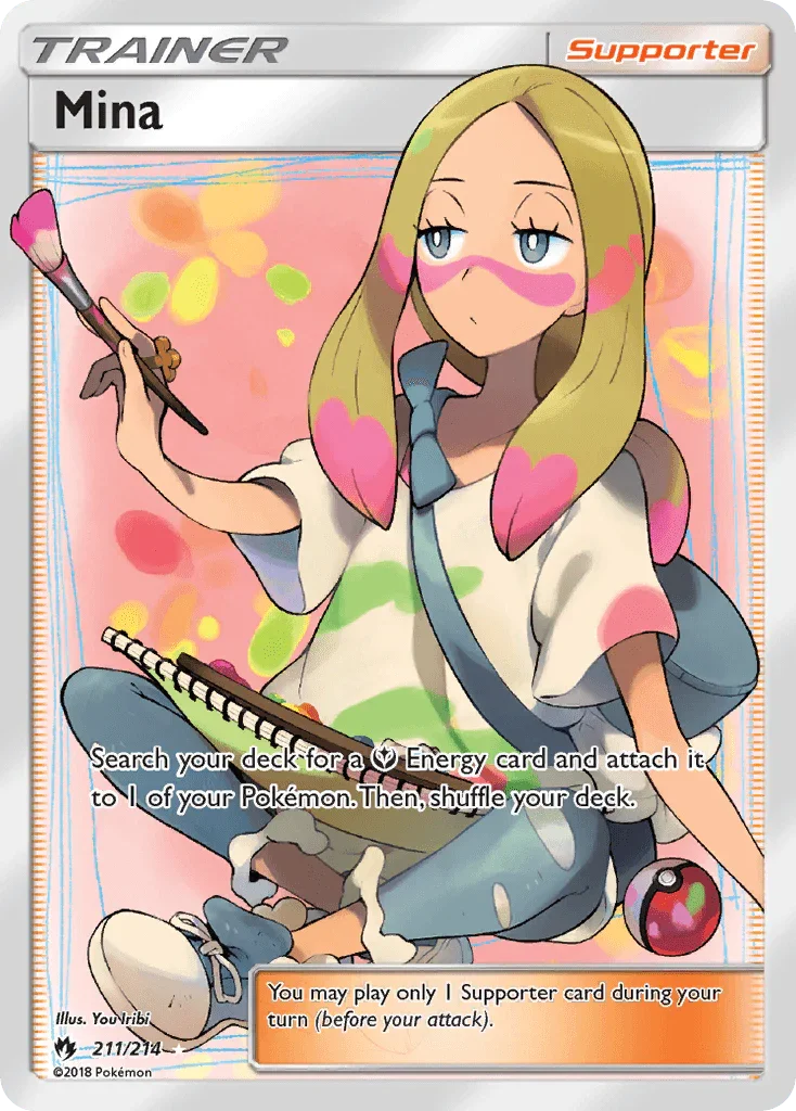 211, Holofoil, Sun & Moon: Lost Thunder, Supporter, Ultra Rare Mina (211/214) [Sun & Moon: Lost Thunder] - Trading Card World