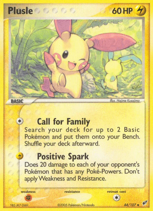 44, EX: Deoxys, Fighting[×2], Lightning, Normal, Reverse Holofoil, Uncommon Plusle (44/107) [EX: Deoxys] - Trading Card World