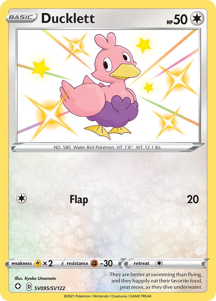 Colorless, Fighting[-30], Holofoil, Lightning[×2], SV095, Sword & Shield: Shining Fates, Ultra Rare Ducklett (SV095/SV122) [Sword & Shield: Shining Fates] - Trading Card World