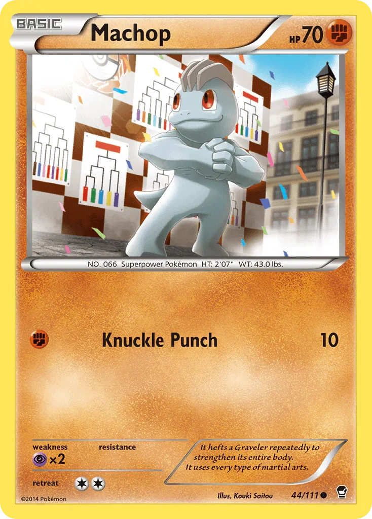 44, Common, Fighting, Normal, Psychic[×2], Reverse Holofoil, XY: Furious Fists Machop (44/111) [XY: Furious Fists] - Trading Card World