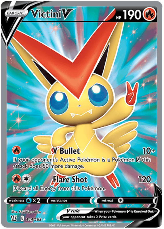 144, Fire, Holofoil, Sword & Shield: Battle Styles, Ultra Rare, Water[x2] Victini V (144/163) [Sword & Shield: Battle Styles] - Trading Card World