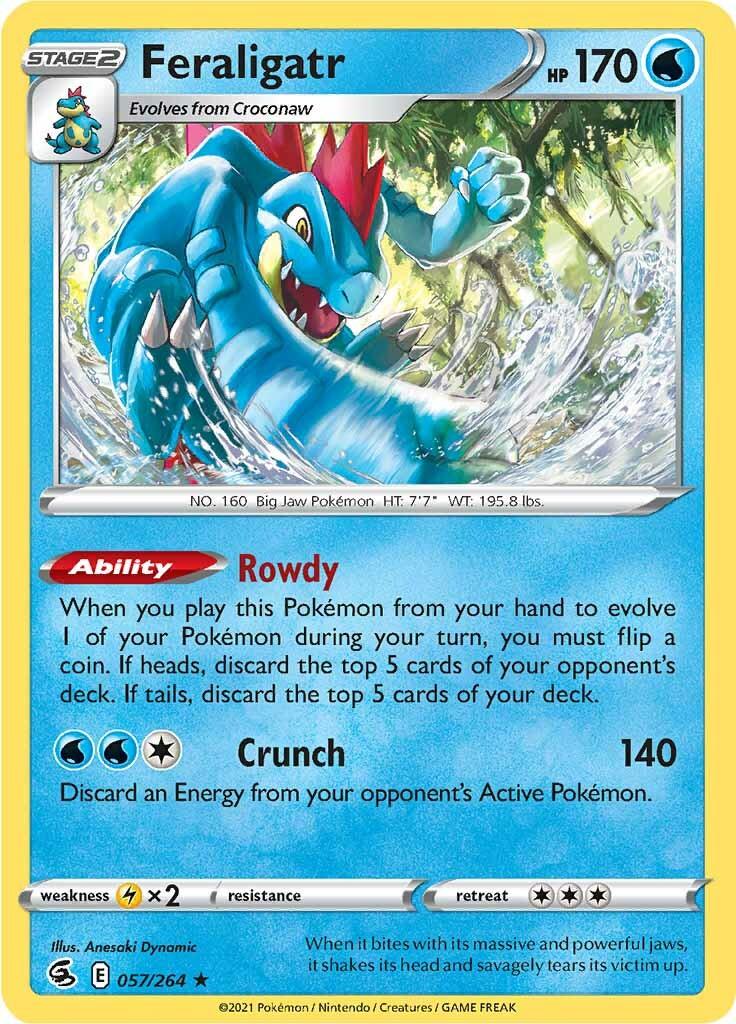 057, Holo Rare, Holofoil, Lightning [x2], Reverse Holofoil, Sword & Shield: Fusion Strike, Water Feraligatr (057/264) [Sword & Shield: Fusion Strike] - Trading Card World