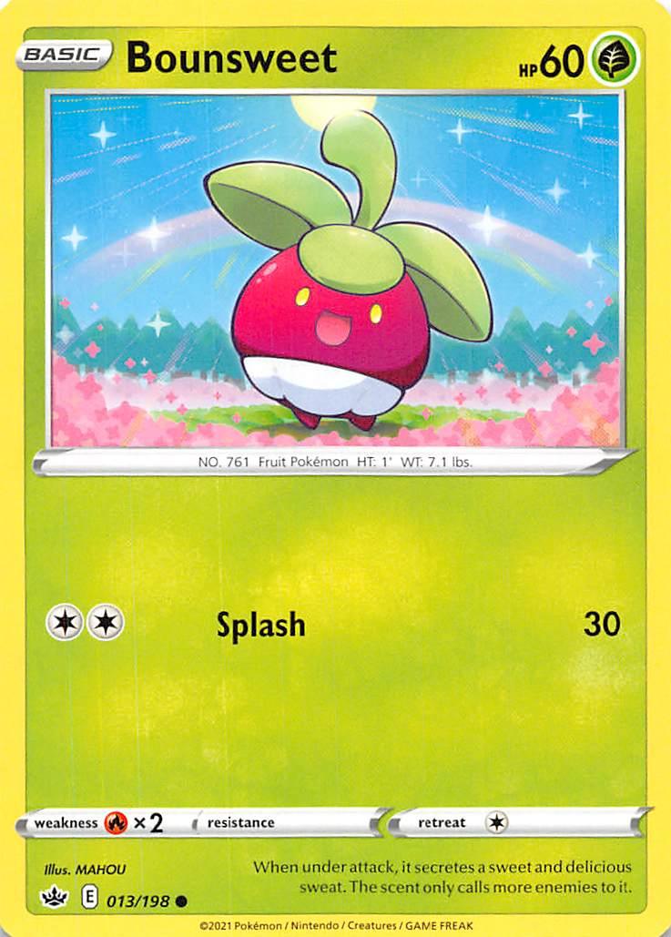 013, Common, Fire [x2], Grass, Normal, Reverse Holofoil, Sword & Shield: Chilling Reign Bounsweet (013/198) [Sword & Shield: Chilling Reign] - Trading Card World