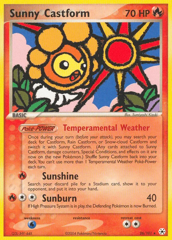 26, EX: Hidden Legends, Fire, Normal, Rare, Reverse Holofoil, Water[×2] Sunny Castform (26/101) [EX: Hidden Legends] - Trading Card World