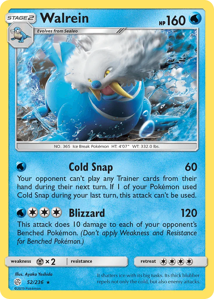 52, Metal[×2], Normal, Rare, Reverse Holofoil, Sun & Moon: Cosmic Eclipse, Water Walrein (52/236) [Sun & Moon: Cosmic Eclipse] - Trading Card World