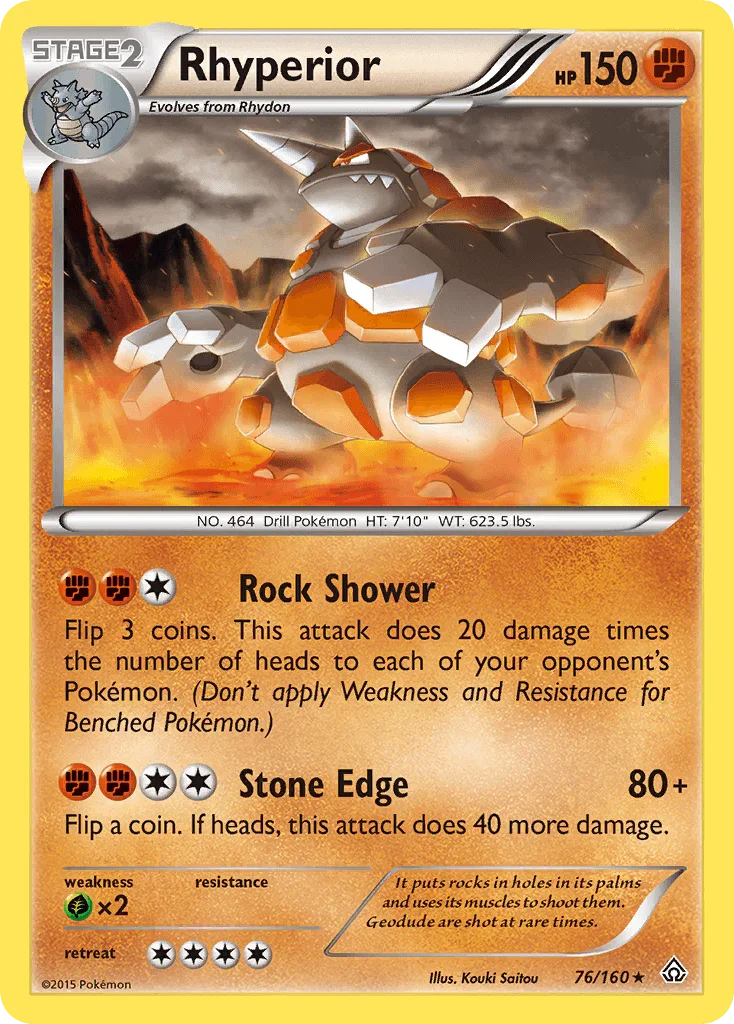 76, Fighting, Grass[×2], Normal, Rare, Reverse Holofoil, XY: Primal Clash Rhyperior (76/160) [XY: Primal Clash] - Trading Card World