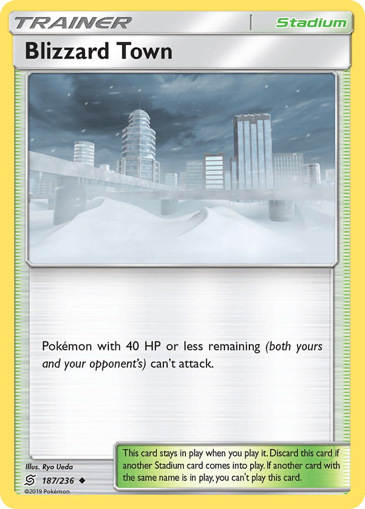 187, Normal, Reverse Holofoil, Stadium, Sun & Moon: Unified Minds, Uncommon Blizzard Town (187/236) [Sun & Moon: Unified Minds] - Trading Card World