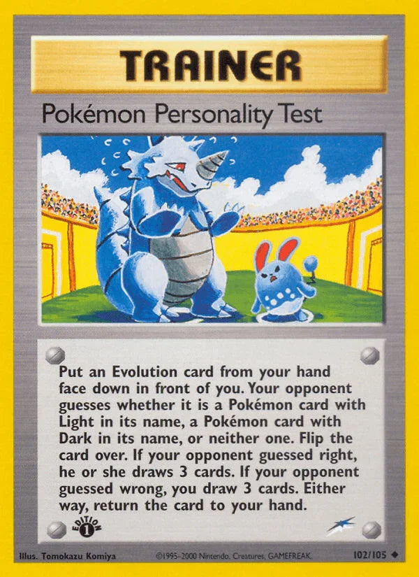 102, 1st Edition Normal, Neo Destiny 1st Edition, Trainer, Uncommon Pokemon Personality Test (102/105) [Neo Destiny 1st Edition] - Trading Card World