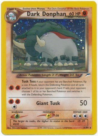 Fighting, Grass[×2], Holo Rare, Holofoil, Lightning[-30], Neo Destiny Unlimited Dark Donphan (3/105) [Neo Destiny Unlimited] - Trading Card World