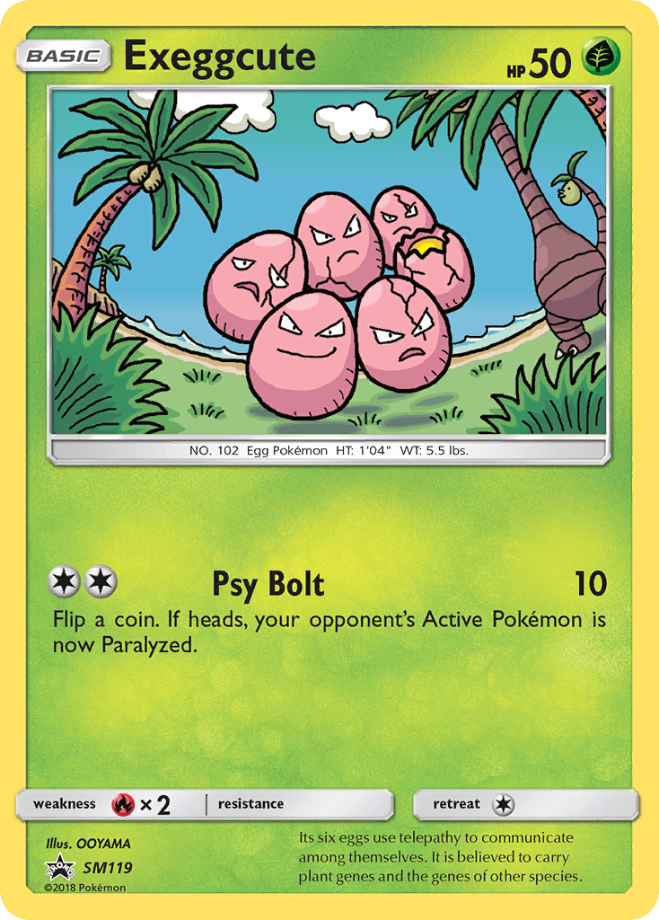 Black Star Promo, Fire[×2], Grass, Holofoil, SM119, Sun & Moon: Black Star Promos Exeggcute (SM119) [Sun & Moon: Black Star Promos] - Trading Card World