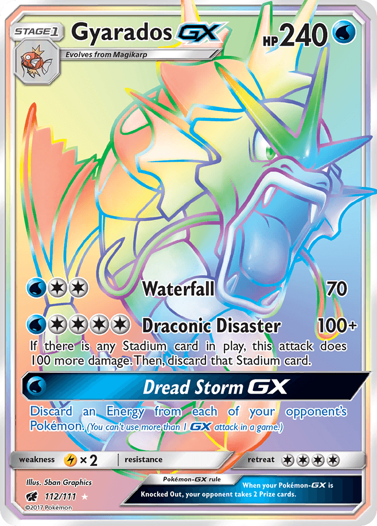 112, Holofoil, Lightning[×2], Secret Rare, Sun & Moon: Crimson Invasion, Water Gyarados GX (112/111) [Sun & Moon: Crimson Invasion] - Trading Card World