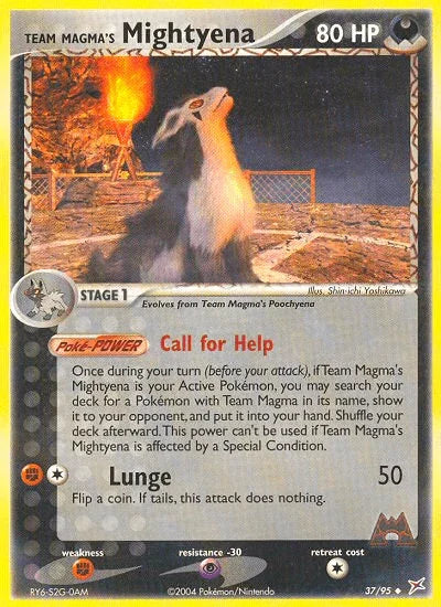 37, Darkness, EX: Team Magma vs Team Aqua, Fighting[×2], Normal, Psychic[-30], Reverse Holofoil, Uncommon Team Magma's Mightyena (37/95) [EX: Team Magma vs Team Aqua] - Trading Card World