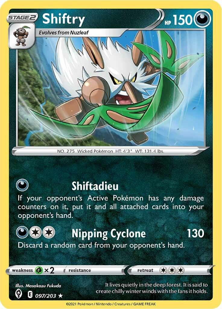 097, Darkness, Grass [x2], Normal, Rare, Reverse Holofoil, Sword & Shield: Evolving Skies Shiftry (097/203) [Sword & Shield: Evolving Skies] - Trading Card World