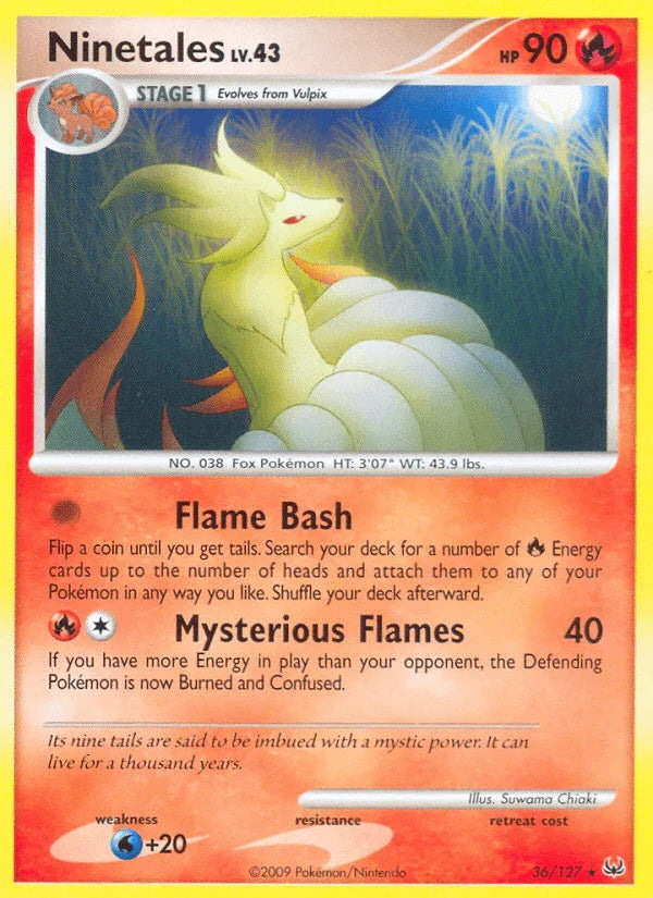36, Fire, Normal, Platinum: Base Set, Rare, Reverse Holofoil, Water[+20] Ninetales (36/127) [Platinum: Base Set] - Trading Card World