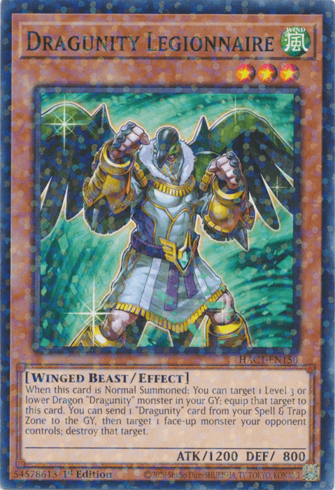 1st Edition, Common, Effect Monster, Hidden Arsenal: Chapter 1, Wind, Winged Beast Dragunity Legionnaire (Duel Terminal) [HAC1-EN150] Common - Trading Card World