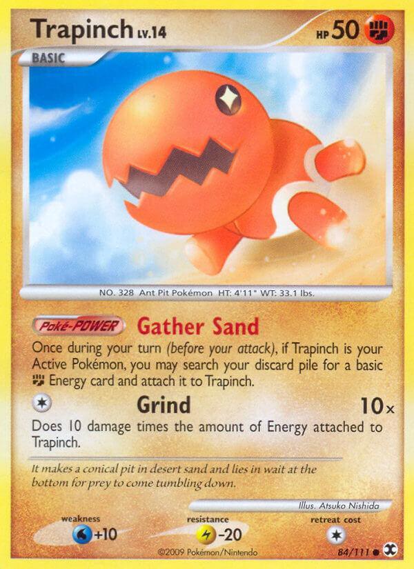 84, Common, Fighting, Lightning[-20], Normal, Platinum: Rising Rivals, Reverse Holofoil, Water[+10] Trapinch (84/111) [Platinum: Rising Rivals] - Trading Card World