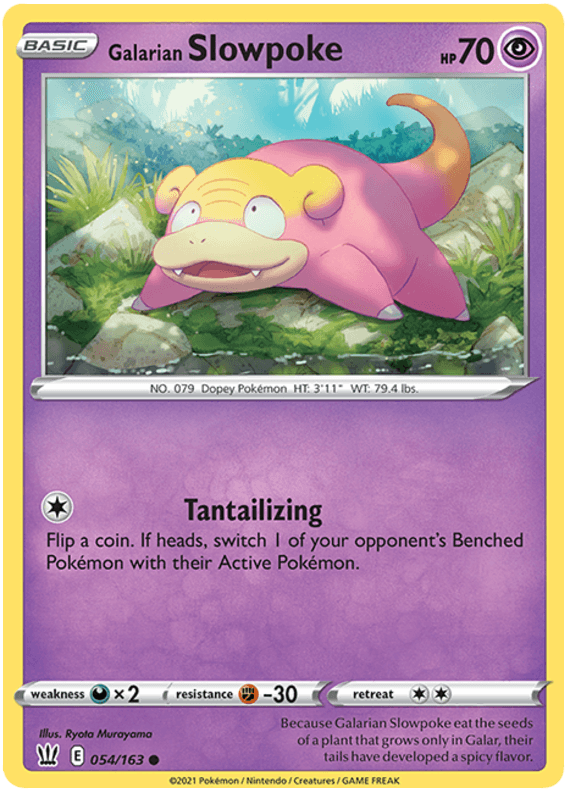 054, Common, Darkness[x2], Fighting[-30], Normal, Psychic, Reverse Holofoil, Sword & Shield: Battle Styles Galarian Slowpoke (054/163) [Sword & Shield: Battle Styles] - Trading Card World
