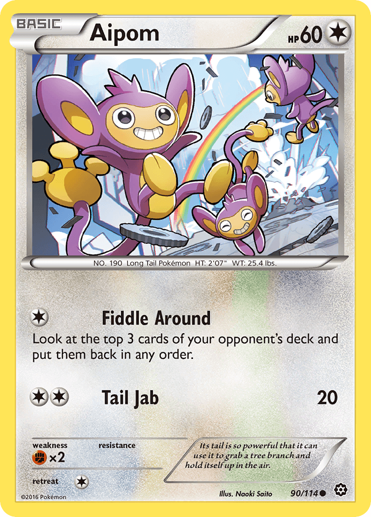 90, Colorless, Common, Fighting[×2], Normal, Reverse Holofoil, XY: Steam Siege Aipom (90/114) [XY: Steam Siege] - Trading Card World