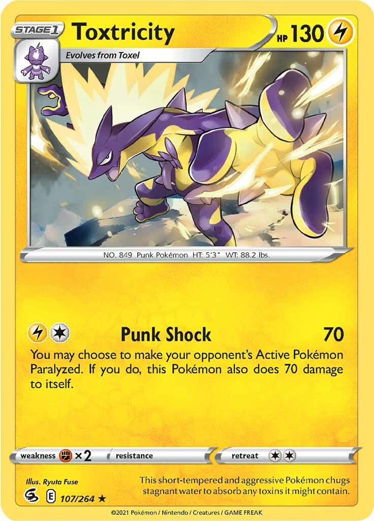 Fighting [x2], Holo Rare, Holofoil, Lightning, Reverse Holofoil, Sword & Shield: Fusion Strike Toxtricity (107/264) [Sword & Shield: Fusion Strike] - Trading Card World