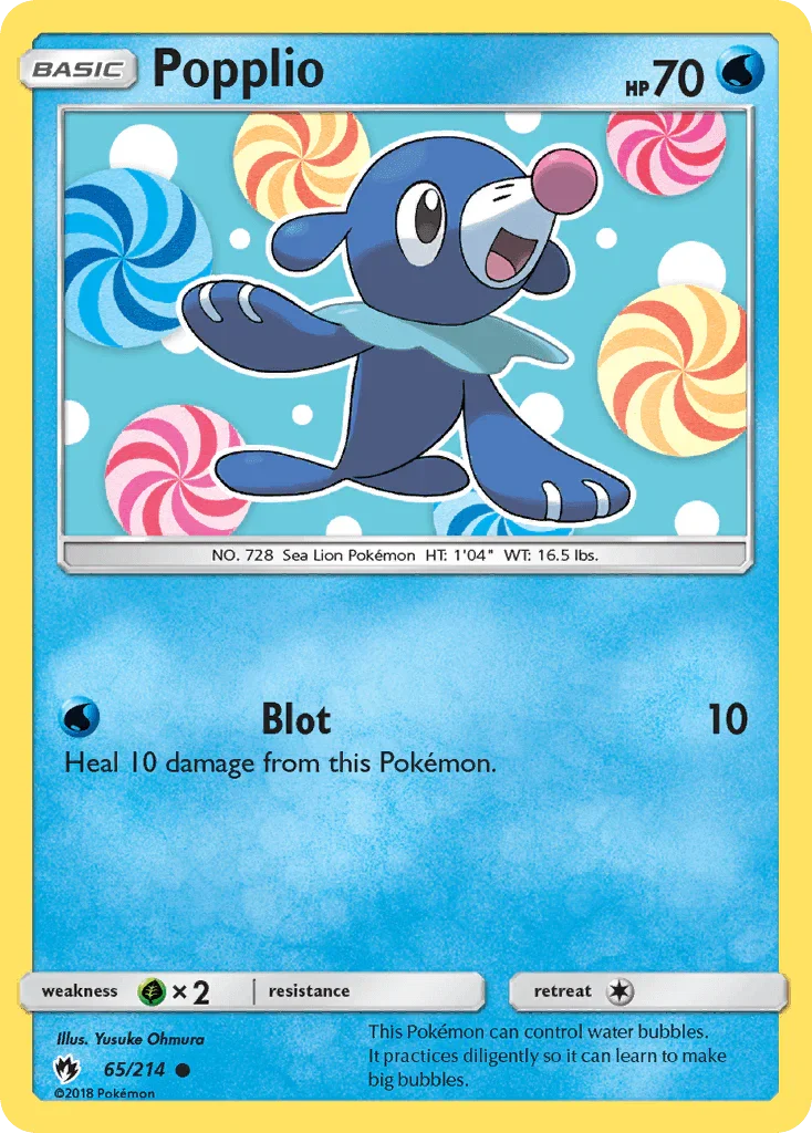 65, Common, Grass[×2], Normal, Reverse Holofoil, Sun & Moon: Lost Thunder, Water Popplio (65/214) [Sun & Moon: Lost Thunder] - Trading Card World