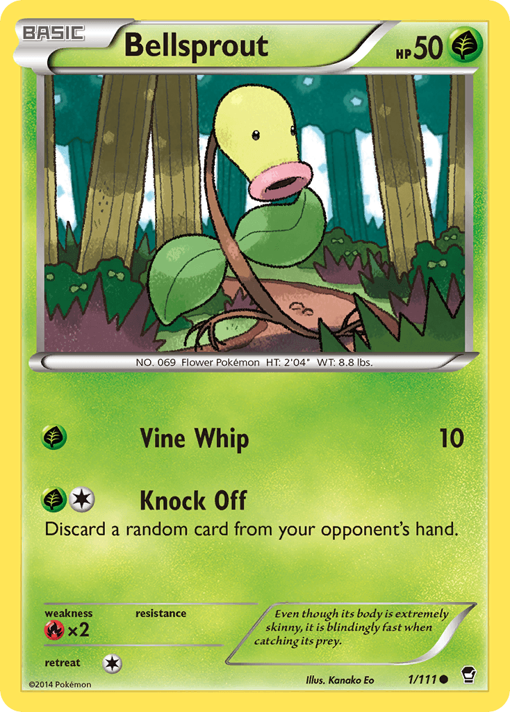 Common, Fire[×2], Grass, Normal, Reverse Holofoil, XY: Furious Fists Bellsprout (1/111) [XY: Furious Fists] - Trading Card World