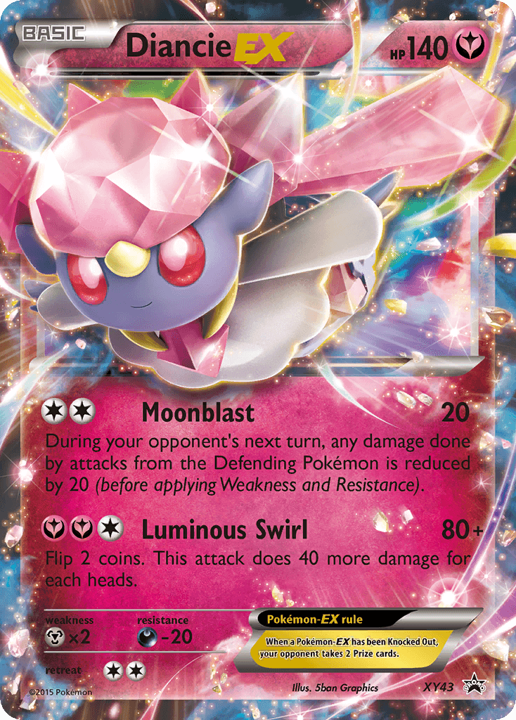 Darkness[-20], Fairy, Holofoil, Metal[×2], Promo, XY43, XY: Black Star Promos Diancie EX (XY43) [XY: Black Star Promos] - Trading Card World