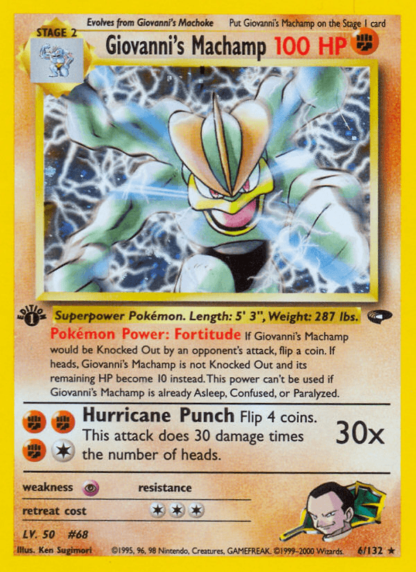 1st Edition Holofoil, Fighting, Gym Challenge 1st Edition, Holo Rare, Psychic[×2] Giovanni's Machamp (6/132) [Gym Challenge 1st Edition] - Trading Card World