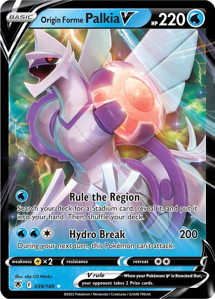 039, Holofoil, Lightning [x2], Sword & Shield: Astral Radiance, Ultra Rare, Water Origin Forme Palkia V (039/189) [Sword & Shield: Astral Radiance] - Trading Card World
