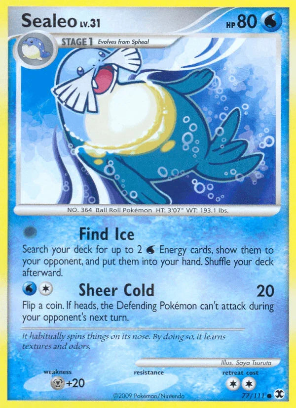77, Common, Metal[+20], Normal, Platinum: Rising Rivals, Reverse Holofoil, Water Sealeo (77/111) [Platinum: Rising Rivals] - Trading Card World