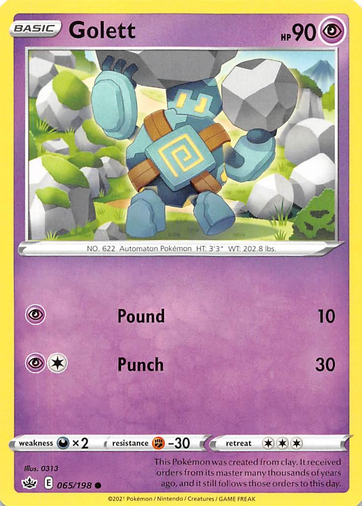 065, Common, Darkness [x2], Fighting [-30], Normal, Psychic, Reverse Holofoil, Sword & Shield: Chilling Reign Golett (065/198) [Sword & Shield: Chilling Reign] - Trading Card World