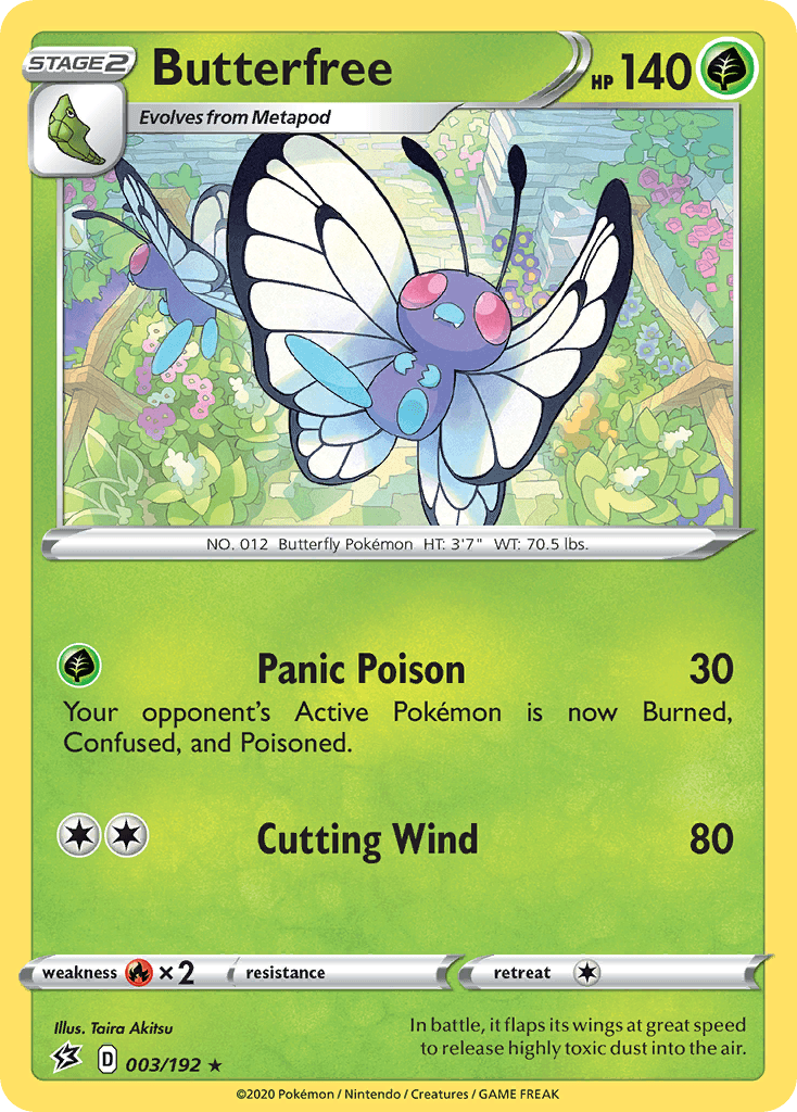 003, Fire[×2], Grass, Holofoil, Normal, Rare, Reverse Holofoil, Sword & Shield: Rebel Clash Butterfree (003/192) [Sword & Shield: Rebel Clash] - Trading Card World