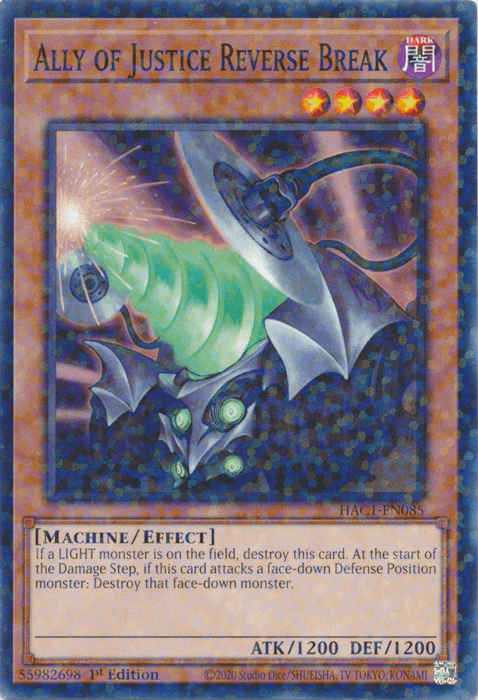 1st Edition, Common, Dark, Effect Monster, Hidden Arsenal: Chapter 1, Machine Ally of Justice Reverse Break (Duel Terminal) [HAC1-EN085] Common - Trading Card World