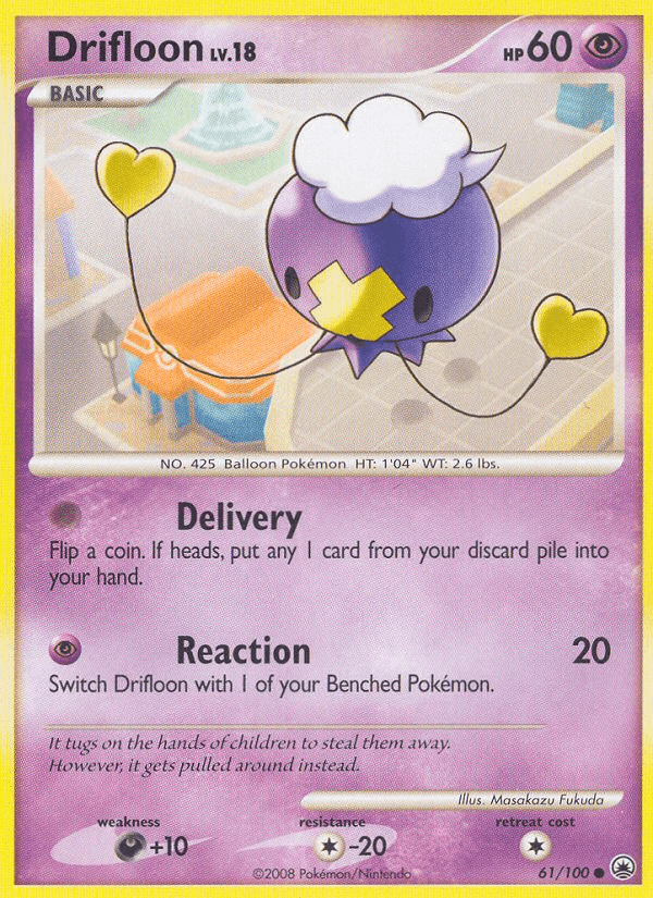 61, Colorless[-20], Common, Darkness[+10], Diamond & Pearl: Majestic Dawn, Normal, Psychic, Reverse Holofoil Drifloon (61/100) [Diamond & Pearl: Majestic Dawn] - Trading Card World