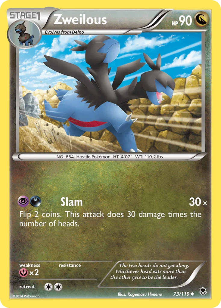 73, Dragon, Fairy[×2], Normal, Reverse Holofoil, Uncommon, XY: Phantom Forces Zweilous (73/119) [XY: Phantom Forces] - Trading Card World
