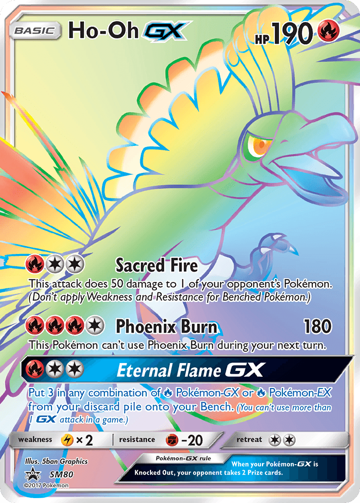 Fighting [-20], Fire, Holofoil, Lightning [x2], Promo, SM80, Sun & Moon: Black Star Promos Ho-Oh GX (SM80) [Sun & Moon: Black Star Promos] - Trading Card World