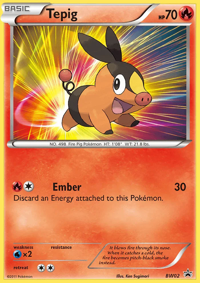 Black & White: Black Star Promos, BW02, Fire, Holofoil, Promo, Water [x2] Tepig (BW02) [Black & White: Black Star Promos] - Trading Card World