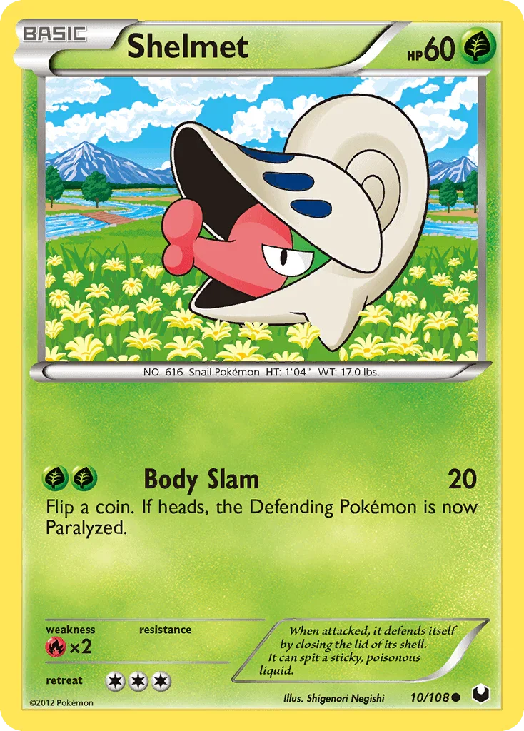 10, Black & White: Dark Explorers, Common, Fire[×2], Grass, Normal, Reverse Holofoil Shelmet (10/108) [Black & White: Dark Explorers] - Trading Card World