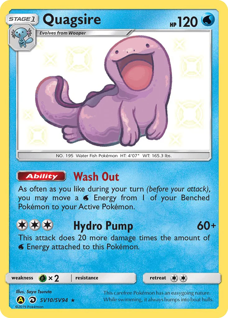 Grass[×2], Holofoil, Sun & Moon: Hidden Fates - Shiny Vault, SV10, Ultra Rare, Water Quagsire (SV10/SV94) [Sun & Moon: Hidden Fates - Shiny Vault] - Trading Card World